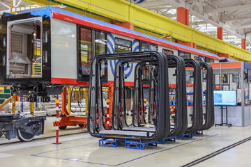 Close-up view of a metro rolling stock.