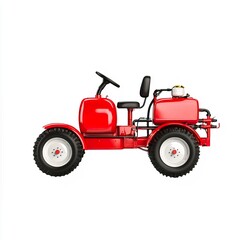 Obraz premium Red Tractor with Spray Equipment for Disinfectant Application, Agricultural equipment and tools concept.