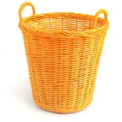 Obraz premium Bright Orange Woven Basket for Vegetables and Storage Purposes, Kitchenware concept.