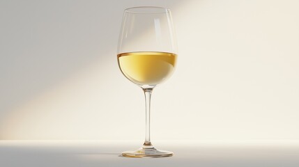 Glass of white wine. Glass goblet with a spout of a sour cream. White wine on a white background. A tumbler of white lifestyle wine.