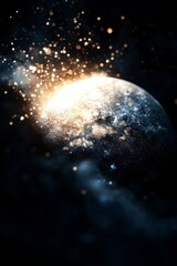 Cosmic Collision: A planet explodes in a fiery spectacle.