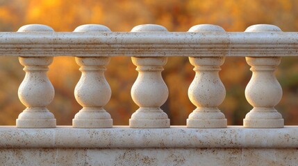 Stone balustrade autumn park fence design