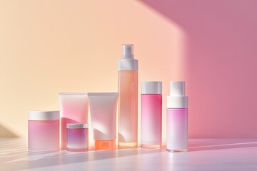 Soft gradient cosmetic packaging with a transparent label space . commercial mockup container