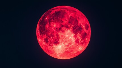 Naklejka premium Red moon in the dark sky. Red and white striped teddy bears in a zoo. Full moon in the sky. Crimson moon in the night sky lifestyle.