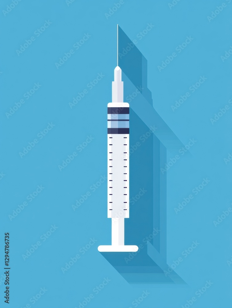 Poster syringe with a clear background illustrating a medical tool used for vaccinations or medication deli