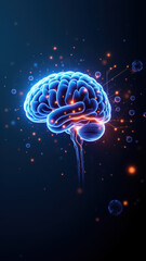 Fototapeta premium A digital illustration showcasing artificial general intelligence with a human brain-like structure set against a cosmic background.