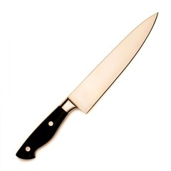 Sharp Kitchen Knife with Black Handle on Neutral Background, Bedroom Accessories Concept.