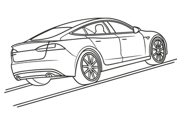 Obraz premium Simple Sedan Car Design in Line Art Vector
