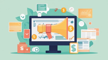 Fototapeta premium Digital Marketing Strategy and Traffic Conversion Mapping