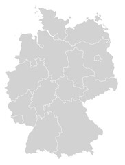 Grey with White Outline Germany Map with District Borders Europe Country