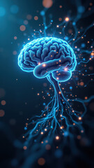 Obraz premium A dynamic illustration representing artificial general intelligence with a neural network structure.