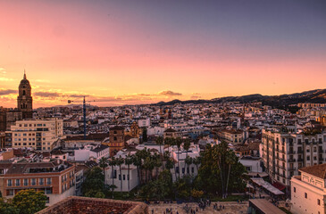 Panorama of the city of Malaga in Andalucia.
