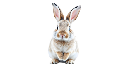 Photo Adorable Brown and White Rabbit with Big Ears