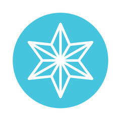 Obraz premium Vector image of a star icon in white lines with a blue background