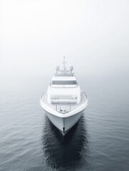 Obraz premium White luxury yacht on White color Sea and white sky, minimalism style