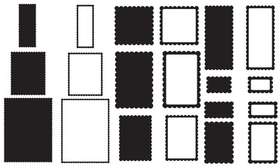 Rectangle Scallop Frame Collection Set of Borders for Invitations, Wedding Invites, Paper Crafts, Card Makingm Greeting Cards, Christmas Cards. Black Vector Frames Illustration