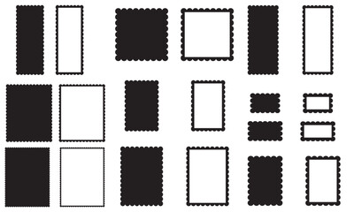 Rectangle Scallop Frame Collection Set of Borders for Invitations, Wedding Invites, Paper Crafts, Card Makingm Greeting Cards, Christmas Cards. Black Vector Frames Illustration