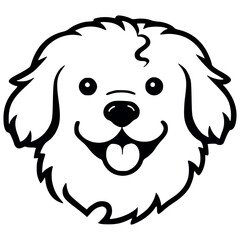 Fluffy Dog – Minimalist Black and White Pet Illustration