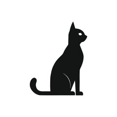 black cat on white background silhouette