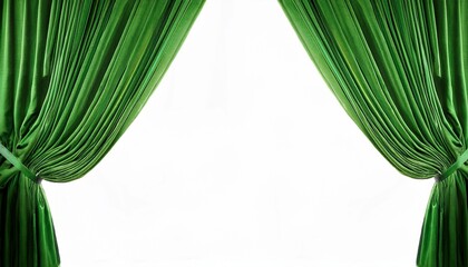 green curtains on a white background