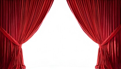 red curtain with a white background