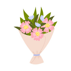 Vector flower bouquet in flat style isolated on white background