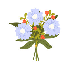 Vector flower bouquet in flat style isolated on white background