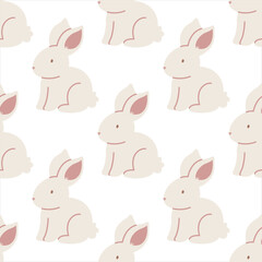 Vector seamless pattern with bunnies