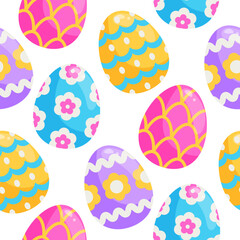 Vector seamless pattern with easter eggs. Colorful background with decorated eggs