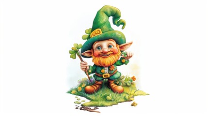 Cute Leprechaun fairy and green decorations of St. Patrick’s Day.
