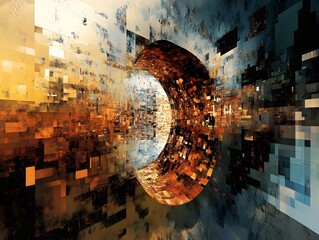 Abstract textures reminiscent of digital artifacts