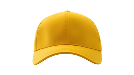 High quality image of a plain yellow baseball cap perfect for apparel mockups branding projects and sportswear designs  Clean background for easy compositing, yellow cap 