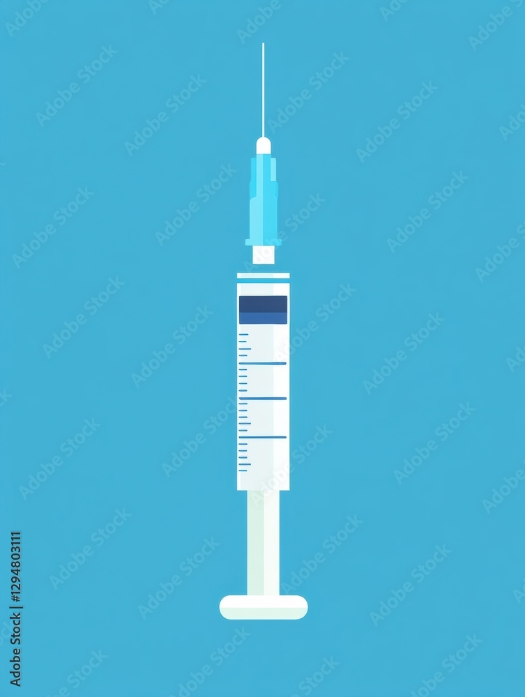 Aufkleber syringe with clear liquid against a light blue background showing a healthcare tool and its importan