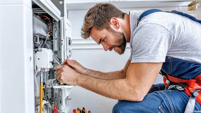 Professional technician installs stair lift in contemporary home with precision and care