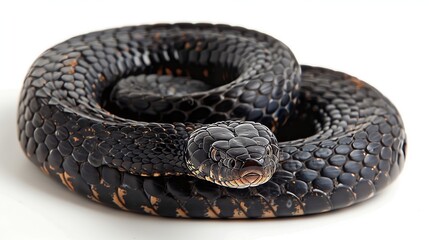 Drymarchon on the background of cameos, fog. snake art