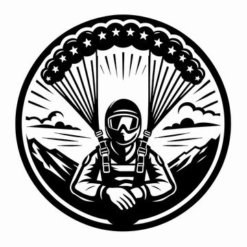 silhouette of a skydiving