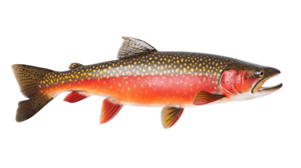 Spectacular Red and Black Brook Trout Fish Image for Wildlife Nature and Fishing Designs, A Salmon fish isolated, Salmon fish