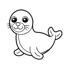 Coloring page seal vector illustration