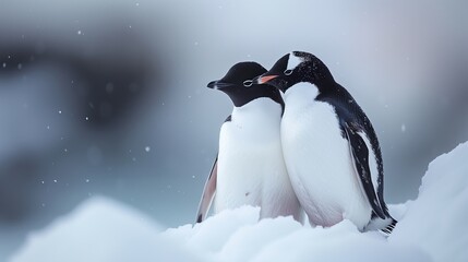 Fototapeta premium A flock of beautiful young penguins
