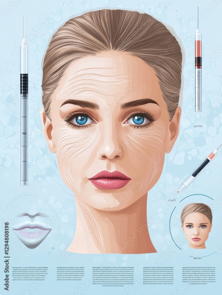 Leinwandbilder exploring skin aging and the effects of botox in wrinkle reduction and rejuvenation. generative ai