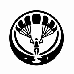 silhouette of a skydiving