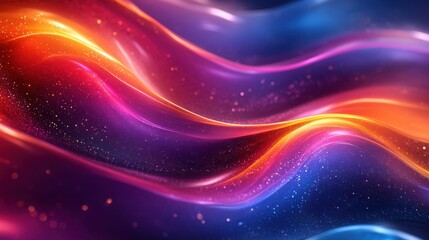 Obraz premium Vibrant Abstract Waves with Colorful Swirls and Shimmering Sparks