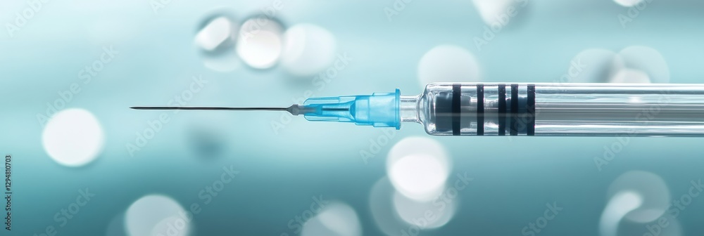 Fototapete minimalist composition featuring a syringe filled with botox against a soft, blurred background with