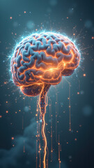 Fototapeta premium An artistic representation featuring a three-dimensional brain with colorful elements and abstract design, symbolizing artificial general intelligence or AGI.