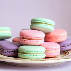 Fototapeta premium French macarons pastel colors sweet dessert gourmet bakery delicate treats elegant confections afternoon tea
