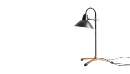 3D Illustration - Modern Table Lamp with Black Shade and Gold Base