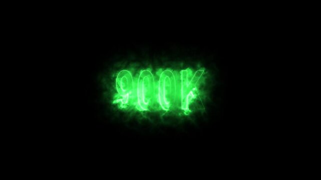 900K  Neon Text Animation on Black Background. thank you social network subscribers. celebration of 900K  followers subscriber thank you congratulations animation . Thank you 900k followers numbers