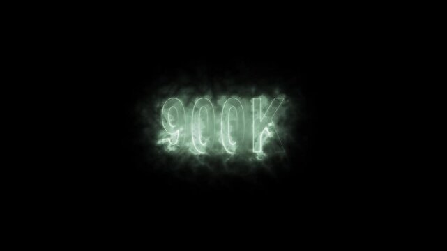 900K  Neon Text Animation on Black Background. thank you social network subscribers. celebration of 900K  followers subscriber thank you congratulations animation . Thank you 900k followers numbers