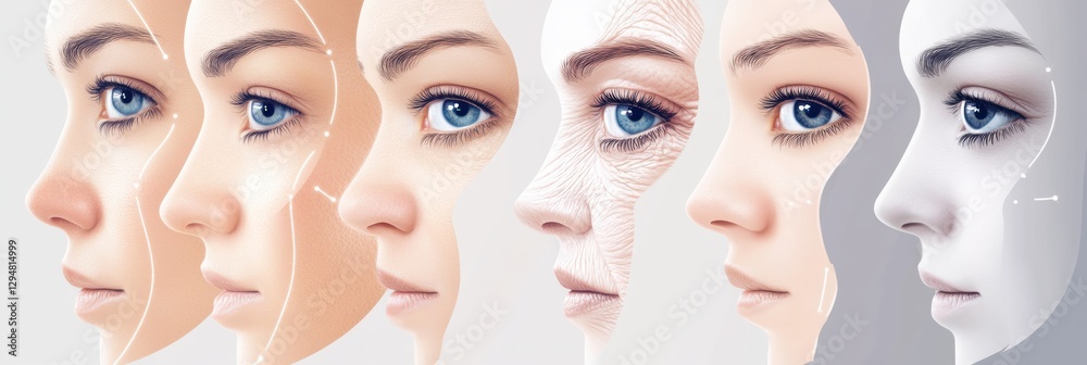 Aufkleber Explore the gradual aging process of skin and discover how Botox can effectively reverse wrinkles and enhance appearance. Generative AI