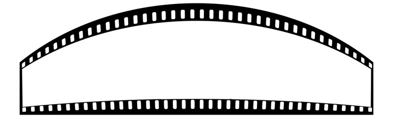 Arc Upper Shape Blank Film Strip, videography elements, cinema reel. Filmstrip without frames representing photography and film concepts isolated transparent background